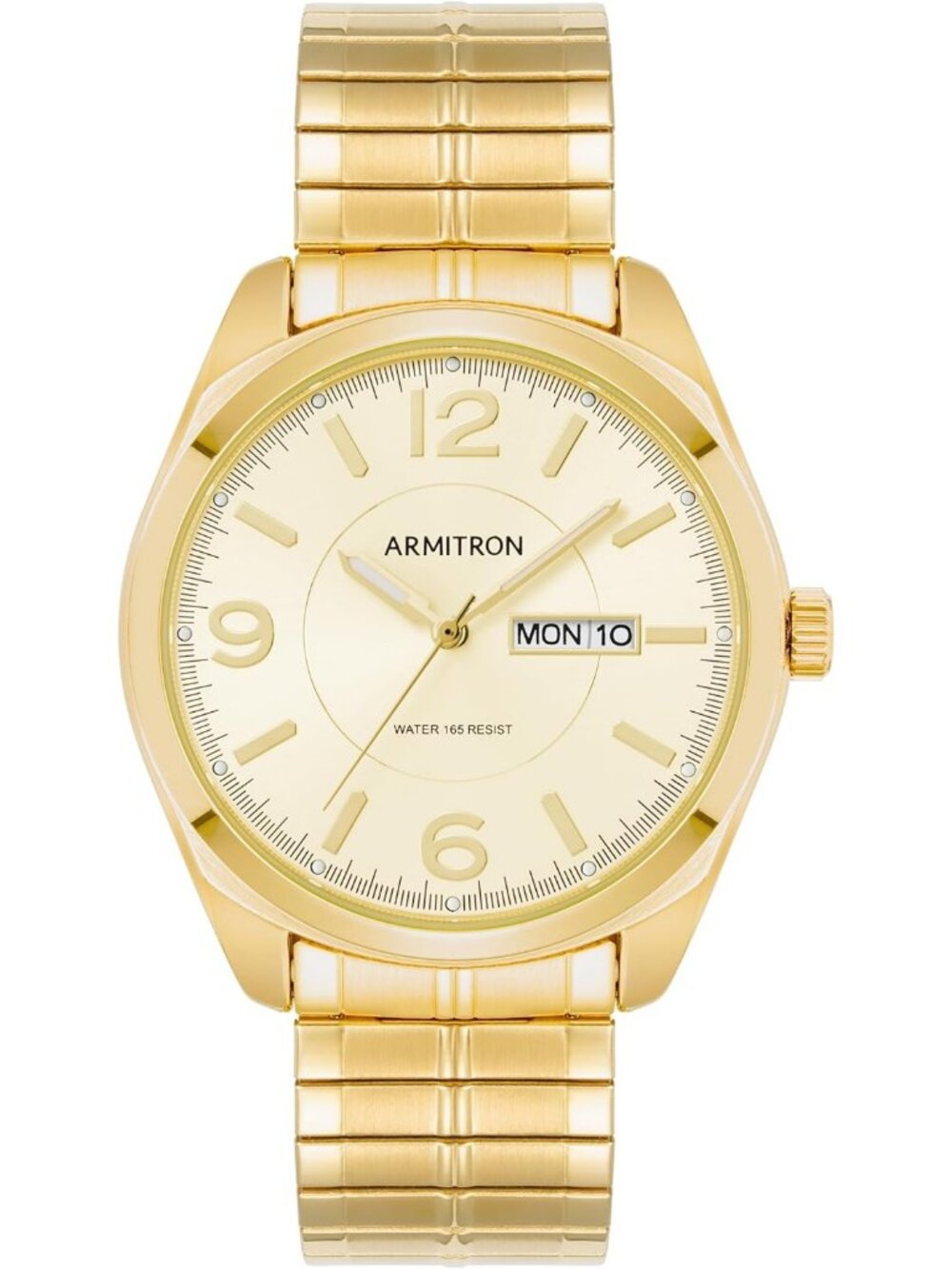 Men's Gold Analog Quartz Expansion Band Day-Date Function Luminous Round Watch